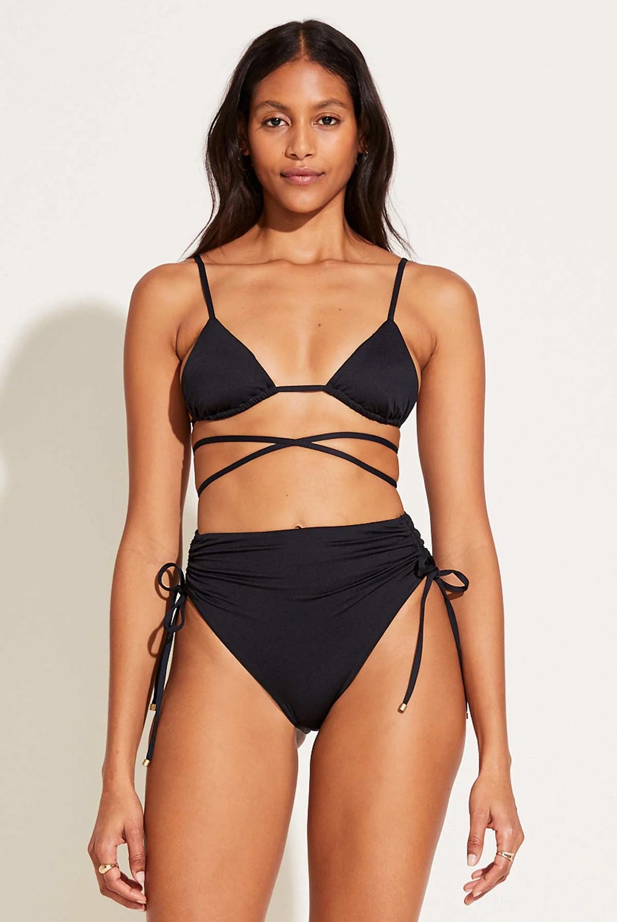 Vitamin A Black EcoLux Gemma Ruched High Waist Bottom