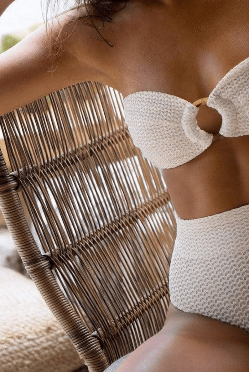 Montce Bone Crochet Tori Ties Bandeau Bikini Top