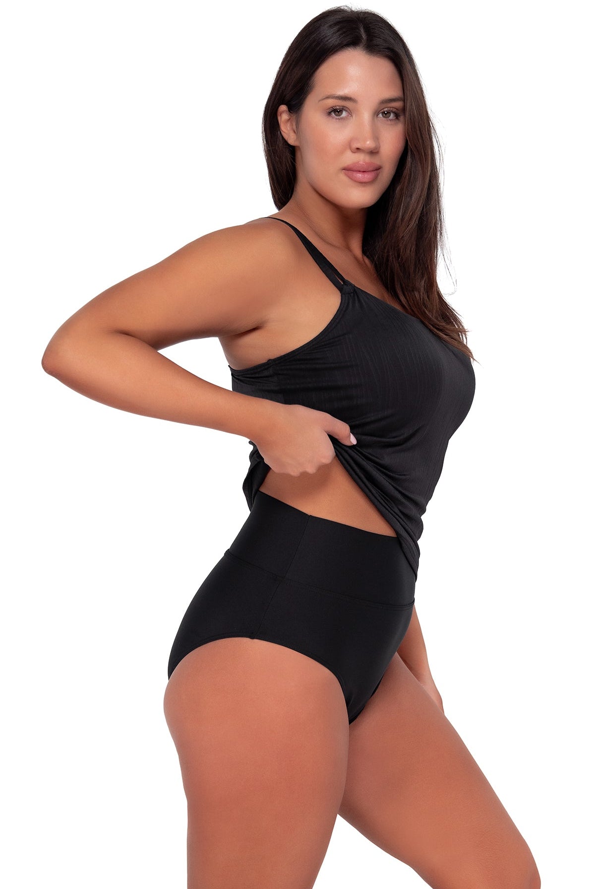 Sunsets Black Seagrass Texture Taylor Tankini Top