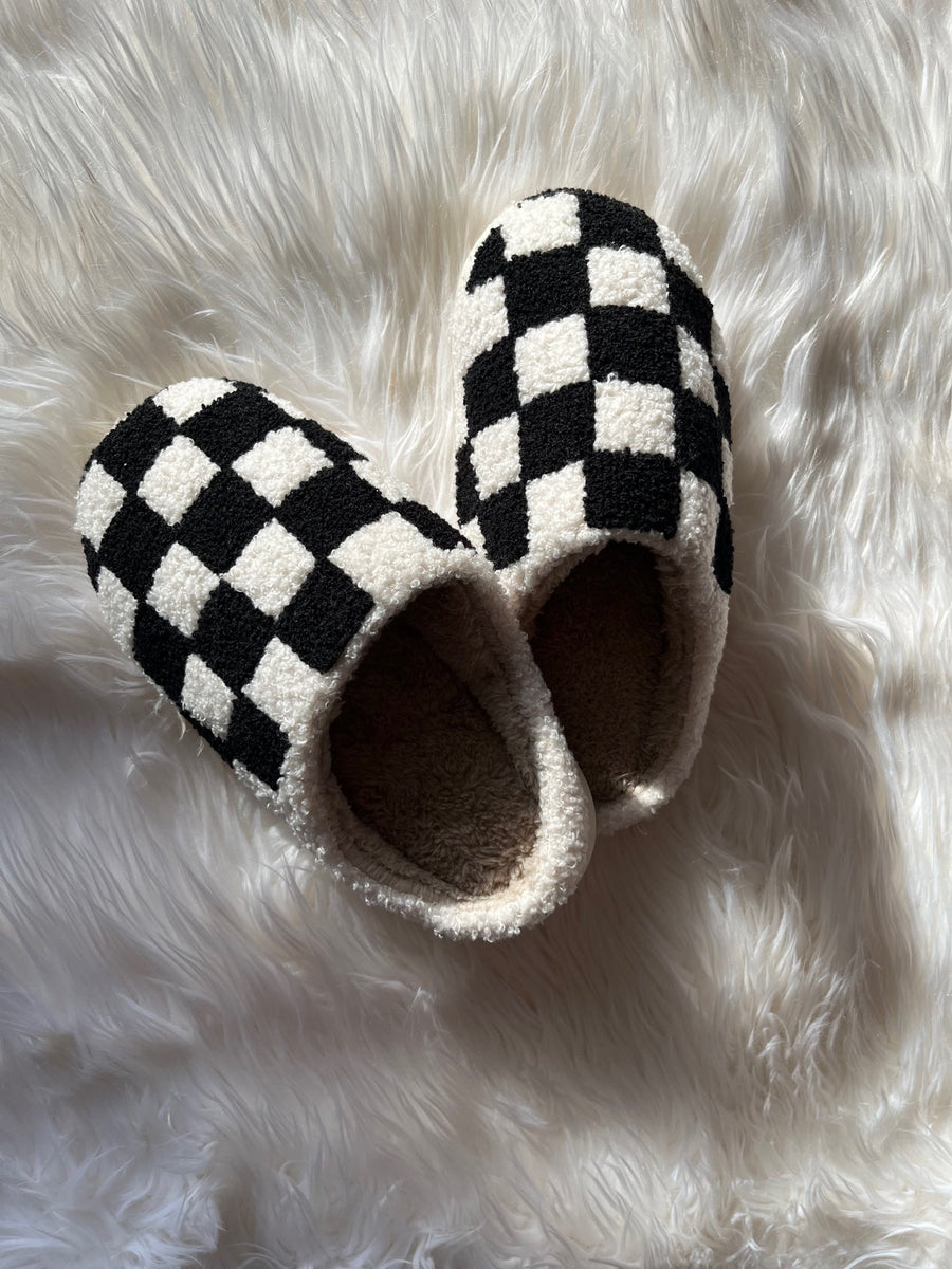 Checked Out Slippers in Black