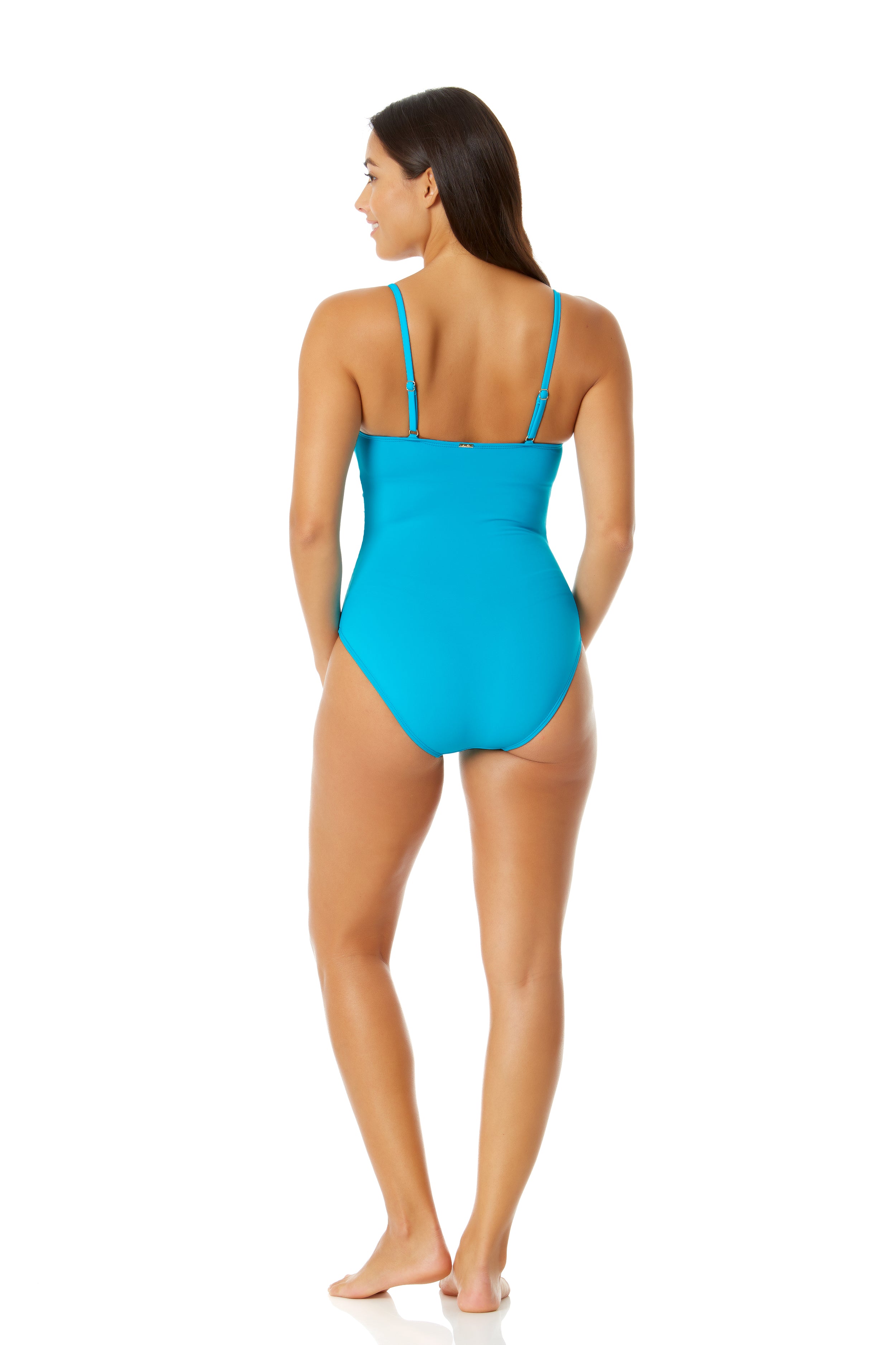 Anne Cole Turquoise Shirred Lingerie Maillot