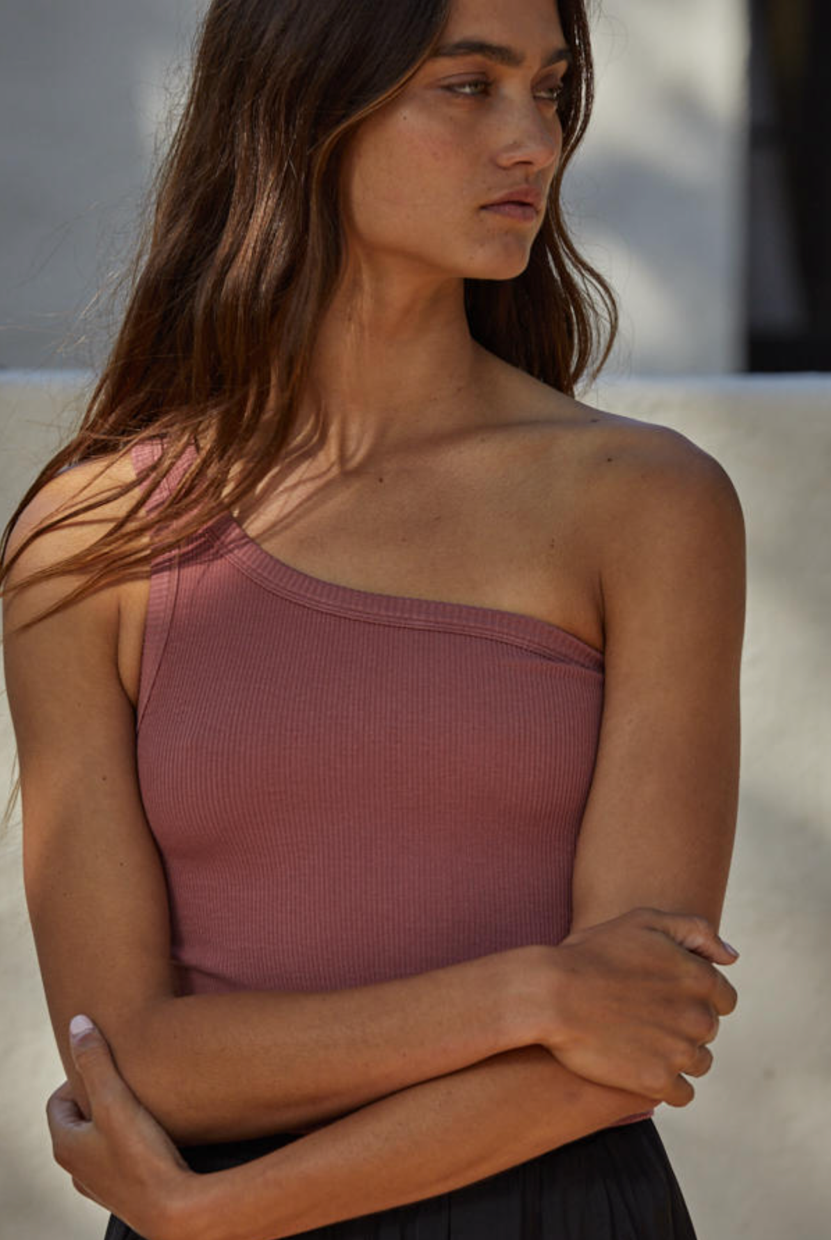 By Together Seamless One Shoulder Ribbed Crop Top