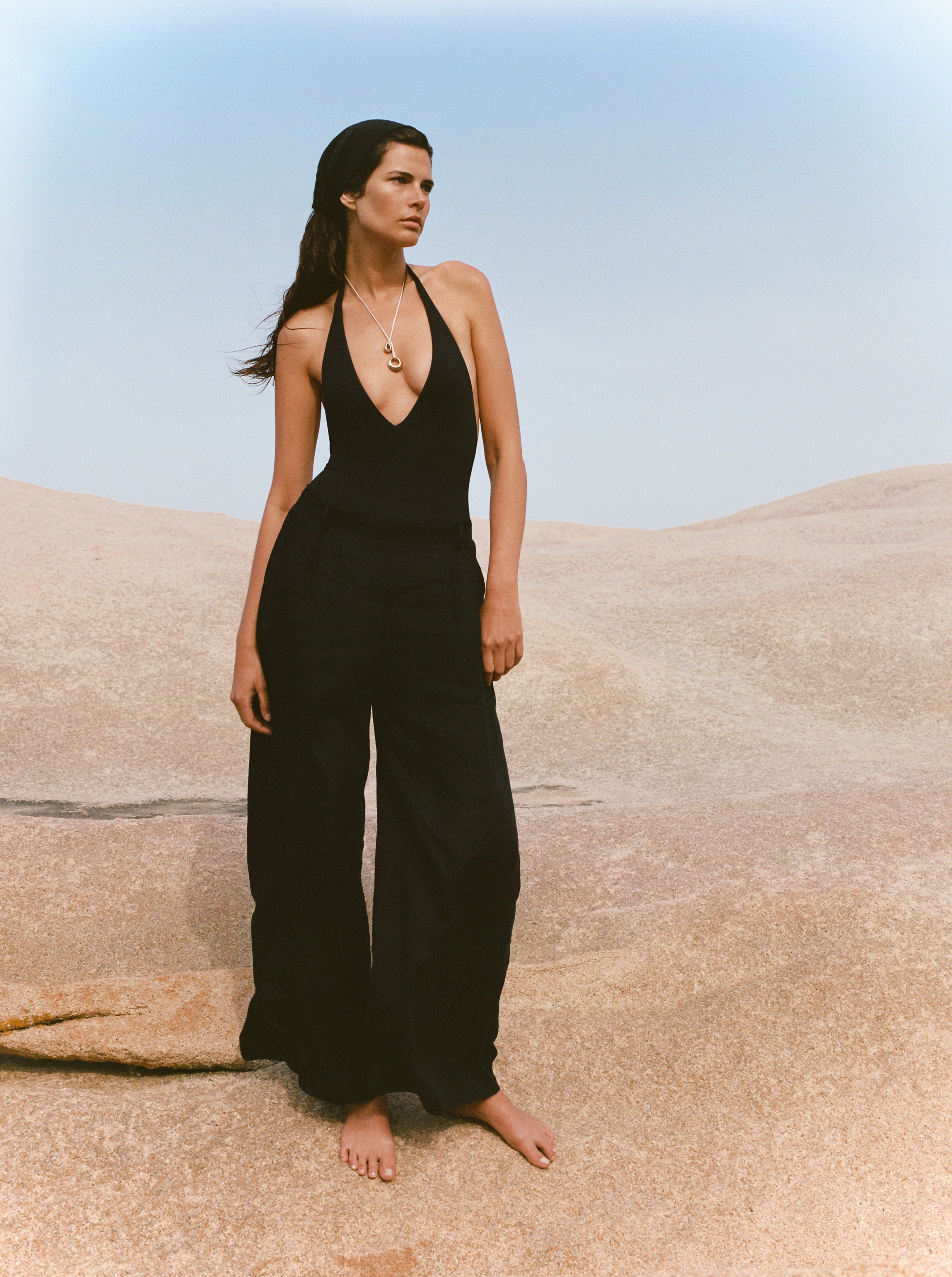 Vitamin A Black EcoLinen Tallows Wide Leg Pant