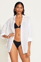 Vitamin A White EcoLinen Playa Linen Boyfriend Shirt