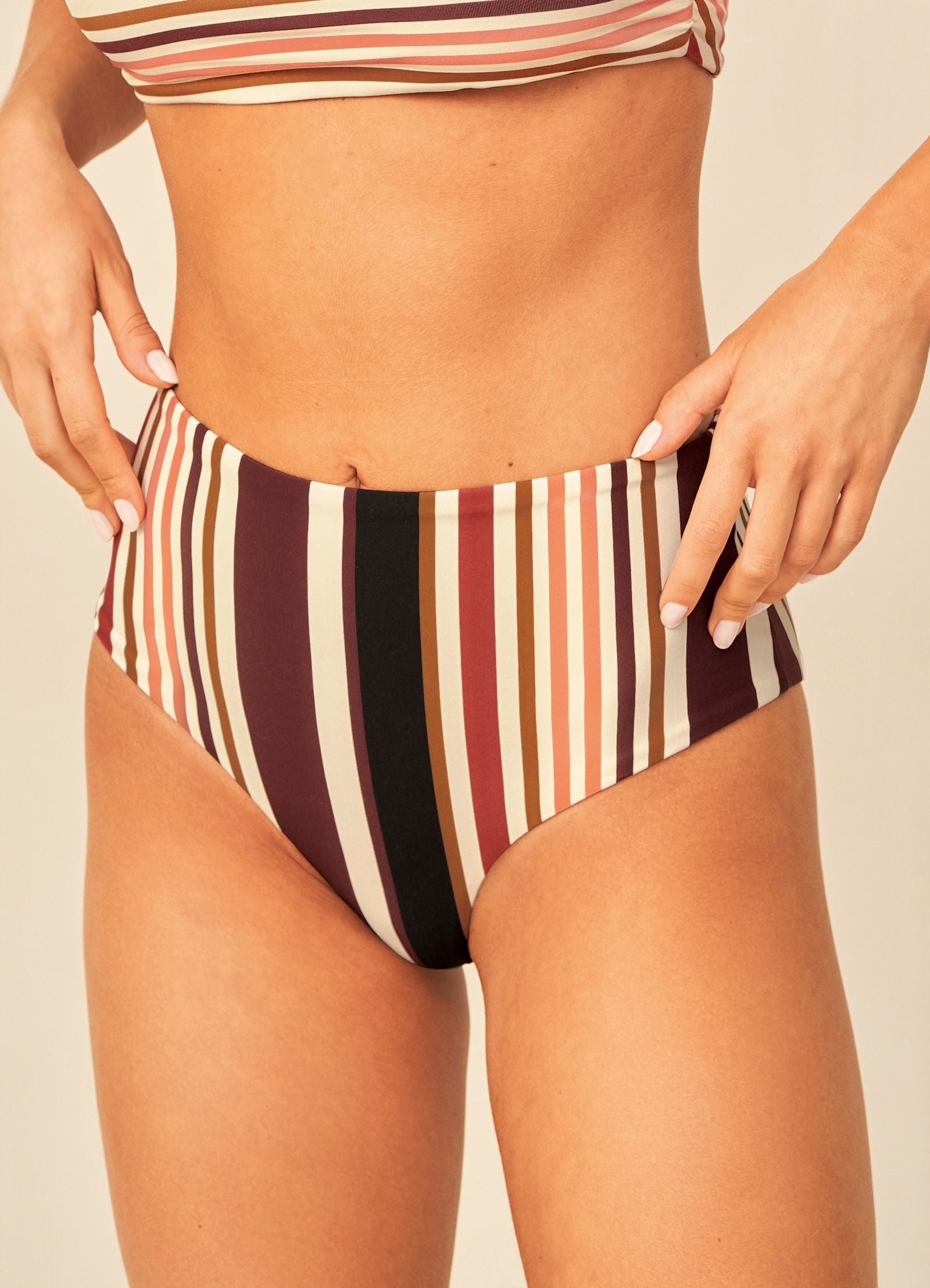 Maaji Red Burgundy Barcode Venus High Waist Bottom