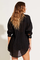 Vitamin A Black EcoLinen Playa Linen Boyfriend Shirt