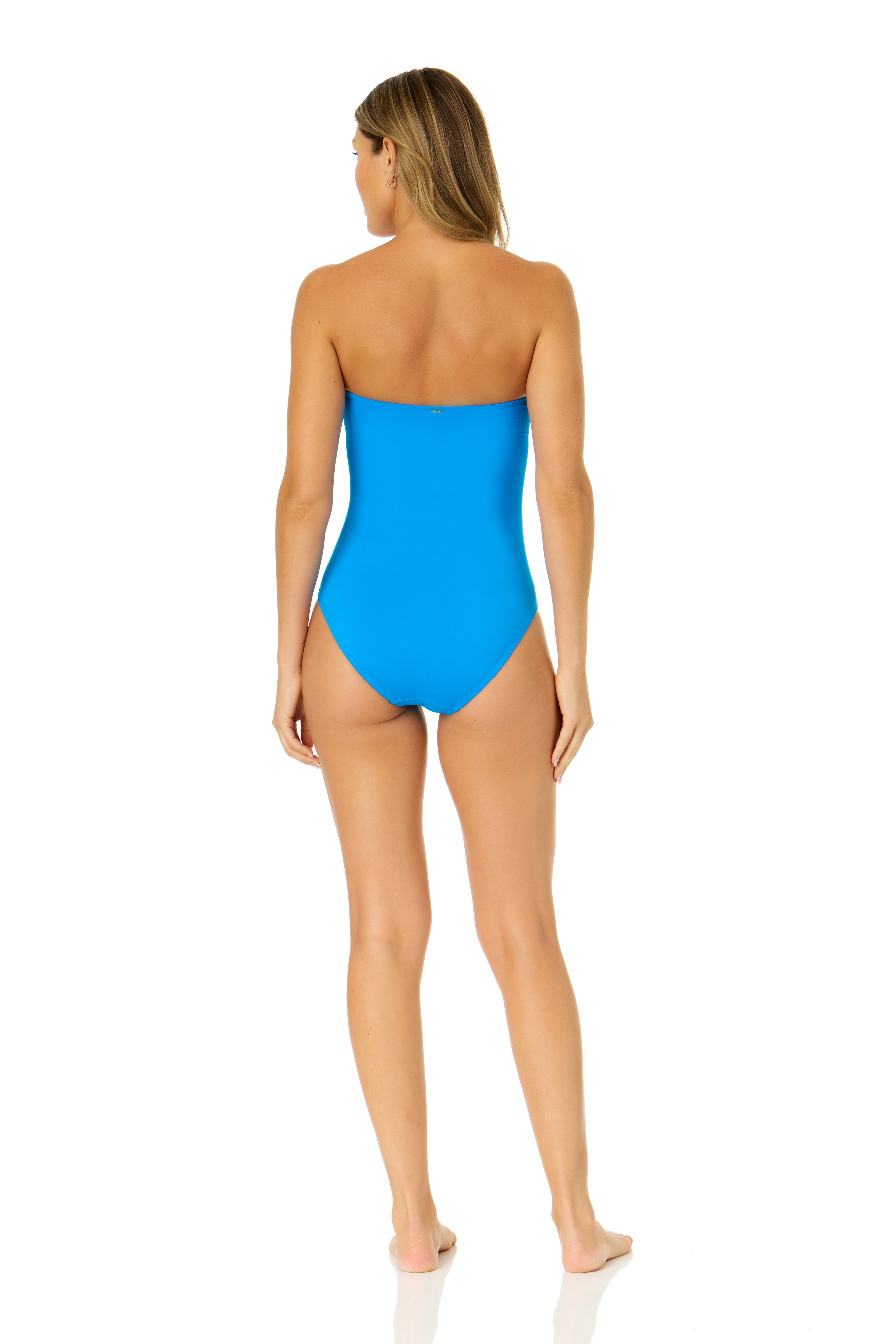 Anne Cole Sea Salt Twist Front Shirred Strapless One Piece