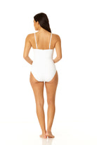 Anne Cole White Shirred Lingerie Maillot