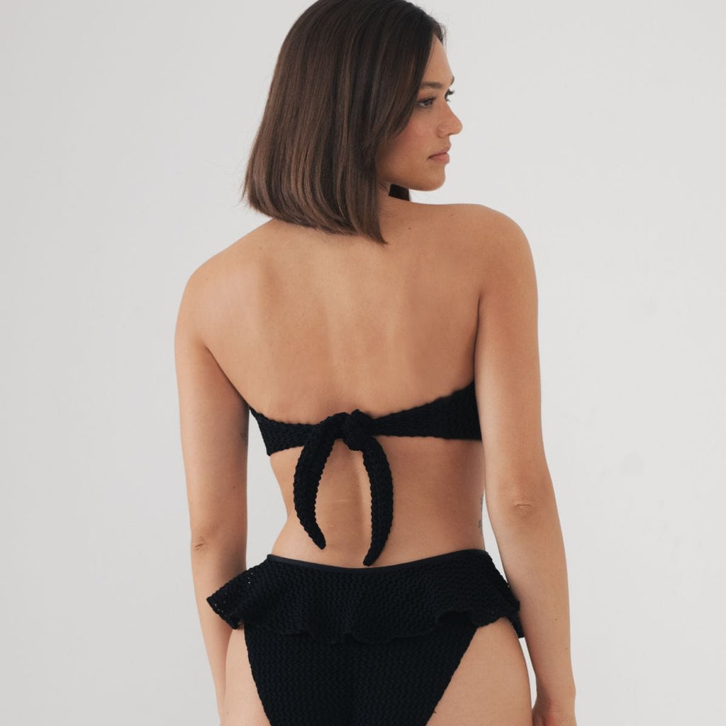 Montce Black Crochet Tori Bandeau Bikini Top
