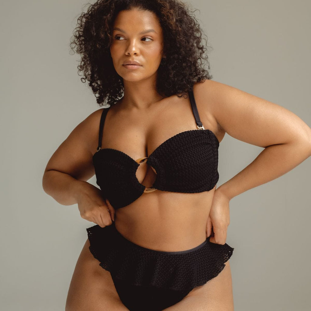 Montce Black Crochet Tori Bandeau Bikini Top