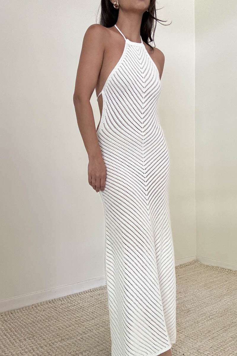 Salty Halter Neck Knit Maxi Dress Cover Up Bestswimwear Salty Halter Neck Knit Maxi Dress Cover Up Bestswimwear