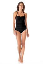 Anne Cole Black Twist Front Strapless One Piece