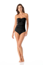 Anne Cole Black Twist Front Strapless One Piece