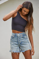 By Together Seamless One Shoulder Ribbed Crop Top